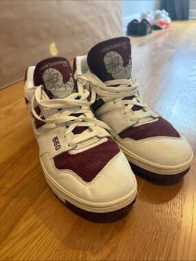 New Balance 550 Men’s White & Burgundy Low-Top Sneakers